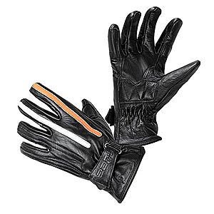 Moto rukavice W-TEC Classic černá s oranžovým a bílým pruhem 3XL obraz