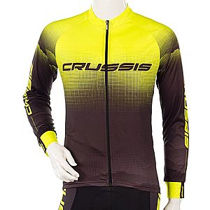 Cyklistický dres s dlouhým rukávem Crussis CSW-060 černá-fluo žlutá 3XL obraz