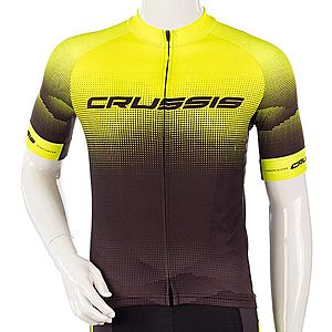 Cyklistický dres s krátkým rukávem Crussis CSW-056 černá-fluo žlutá 3XL obraz