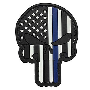 WARAGOD Nášivka 3D US Patriot Punisher blue line 7.5x5cm obraz