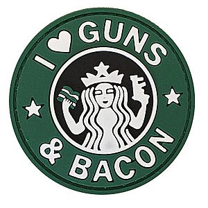 WARAGOD Nášivka 3D I Love Guns and Bacon 6cm obraz