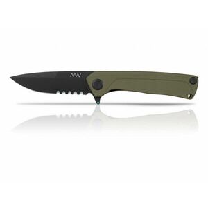 Zavírací nůž ANV® Z100 s kombinovaným ostřím G10 Liner Lock - Olive Green rukojeť, černá čepel - DLC (Barva: Olive Green, Varianta: Černá čepel - DLC) obraz