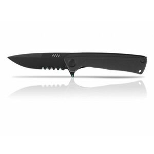 Zavírací nůž ANV® Z100 s kombinovaným ostřím G10 Liner Lock - Černá rukojeť, černá čepel - DLC (Barva: Černá, Varianta: Černá čepel - DLC) obraz