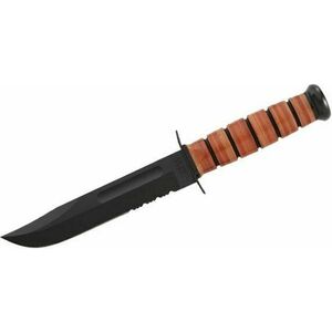 Nůž s pevnou čepelí USMC The Legend KA-BAR®, kombinované ostří – Černá čepel, Hnědá (Barva: Hnědá, Varianta: Černá čepel) obraz
