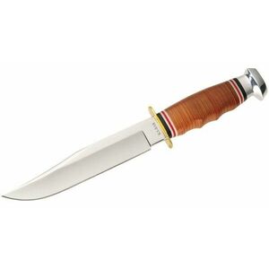 Nůž s pevnou čepelí Bowie KA-BAR® – Stříbrná čepel – Satin, Hnědá (Barva: Hnědá, Varianta: Stříbrná čepel – Satin) obraz