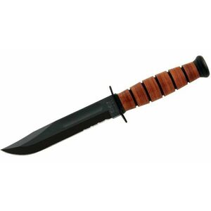 Nůž s pevnou čepelí Short Fighting KA-BAR®, kombinované ostří – Černá čepel, Hnědá (Barva: Hnědá, Varianta: Černá čepel) obraz
