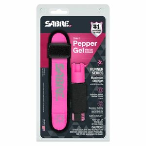 Sada pro běžce 2 in 1 Sabre Red® - obranný sprej + LED páska na ruku – Růžová (Barva: Růžová) obraz