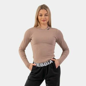 Dámské tričko Ribbed Long Sleeve Top Organic Cotton Brown XS - NEBBIA obraz