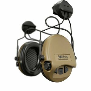 Elektronické chrániče sluchu Supreme Mil-Spec AUX Sordin®, ARC Rail Helmet – Písková (Barva: Písková) obraz