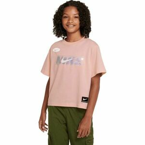Nike SPORTSWEAR BOXY ICON CLASH Dívčí tričko, růžová, velikost obraz