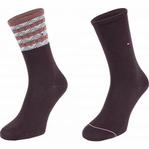 Tommy Hilfiger WOMEN SEASONAL TENCEL SOCK 2P FOLK STRIPE Dámské ponožky, hnědá, velikost obraz