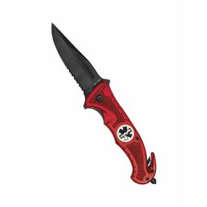 Zavírací nůž RESCUE Mil-Tec® s kombinovaným ostřím – černý – Červená (Barva: Červená) obraz