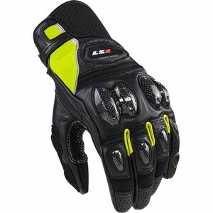 Pánské moto rukavice LS2 Spark 2 Leather Black H-V černá/fluo žlutá M obraz