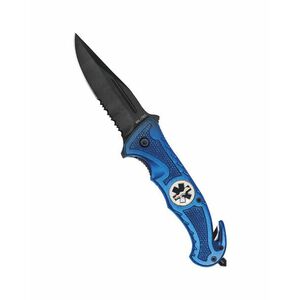 Zavírací nůž RESCUE Mil-Tec® s kombinovaným ostřím – černý – Modrá (Barva: Modrá) obraz