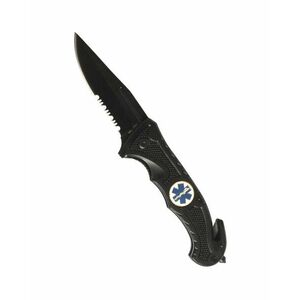 Zavírací nůž RESCUE Mil-Tec® s kombinovaným ostřím – černý – Černá (Barva: Černá) obraz