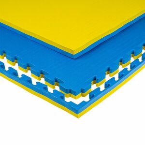 Puzzle tatami podložka inSPORTline Malmeida 100x100x4 cm modro-žlutá obraz