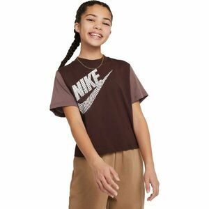 Nike SPORTSWEAR ESSENTIAL Dívčí tričko, hnědá, velikost obraz