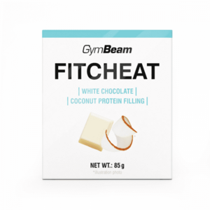 Proteinová čokoláda Fitcheat 10 x 80 g bílá čokoláda s jahodou - GymBeam obraz