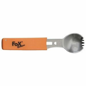 FoxOutdoor multifunkční lžíce, nerezová ocel, oranžová rukojeť obraz