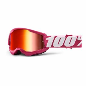 Dětské motokrosové brýle 100% Strata 2 Youth Mirror Fletcher růžová, zrcadlové červené plexi obraz