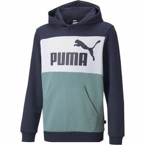 Puma ESSENTIALS+COLORBLOCK HOODIE Chlapecká mikina, tmavě modrá, velikost obraz