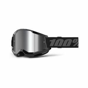 Motokrosové brýle 100% Strata 2 New Mirror Black, stříbrné plexi obraz