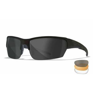 Střelecké brýle Wiley X® Saint, sada - černý rámeček, sada - čiré, kouřově šedé a oranžové Light Rust čočky (Barva: Černá, Čočky: ) obraz