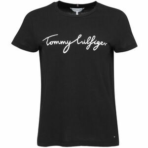 Tommy Hilfiger REG C-NK SIGNATURE Dámské triko, černá, velikost obraz