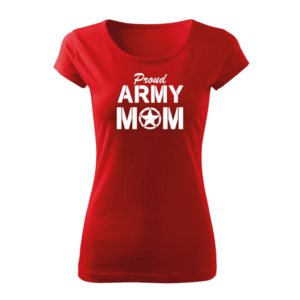 DRAGOWA dámské krátké tričko army mom, červená 150g/m2 - XS obraz
