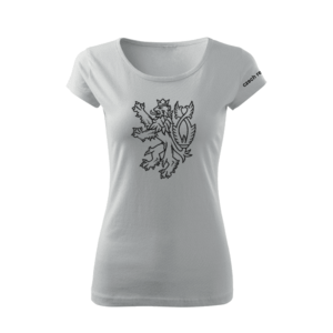 DRAGOWA dámské krátké tričko český lev, bílá 150g/m2 - XS obraz