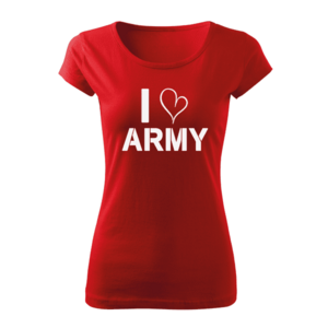 DRAGOWA dámské krátké tričko i love army, červená 150g/m2 - XS obraz
