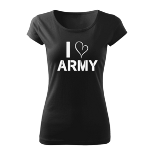 DRAGOWA dámské krátké tričko i love army, černá 150g/m2 - XS obraz