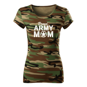 DRAGOWA dámské krátké tričko army mom, maskáčová 150g/m2 - XS obraz