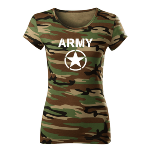 DRAGOWA dámské krátké tričko army star, maskáčová 150g/m2 - XS obraz