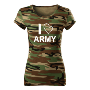 DRAGOWA dámské krátké tričko i love army, maskáčová 150g/m2 - XS obraz