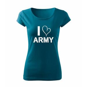 DRAGOWA dámské tričko i love army, petrol blue 150g/m2 - XS obraz