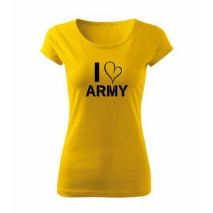 DRAGOWA dámské tričko I love army, žlutá 150g/m2 - XS obraz