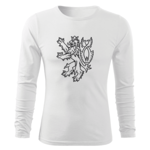 DRAGOWA Fit-T tričko s dlouhým rukávem český lev, bílá 160g/m2 - S obraz