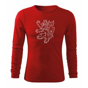 DRAGOWA Fit-T tričko s dlouhým rukávem český lev, červená 160g / m2 - S obraz