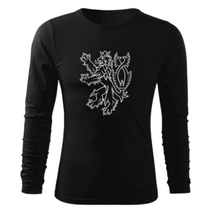DRAGOWA Fit-T tričko s dlouhým rukávem český lev, černá 160g/m2 - S obraz