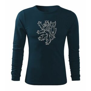 DRAGOWA Fit-T tričko s dlouhým rukávem český lev, tmavě modrá 160g / m2 - S obraz