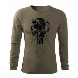 DRAGOWA Fit-T tričko s dlouhým rukávem Frank The Punisher, olivová 160g/m2 - S obraz