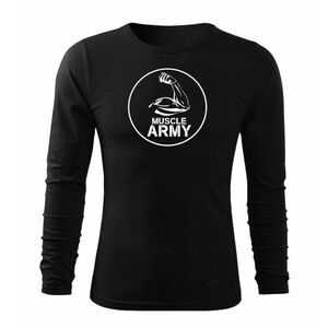 DRAGOWA Fit-T tričko s dlouhým rukávem muscle army biceps, černá 160g / m2 - S obraz