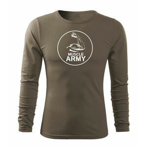 DRAGOWA Fit-T tričko s dlouhým rukávem muscle army biceps, olivová 160g / m2 - S obraz