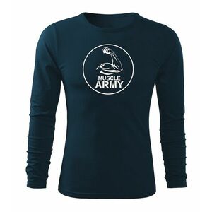 DRAGOWA Fit-T tričko s dlouhým rukávem muscle army biceps, tmavě modrá 160g / m2 - S obraz