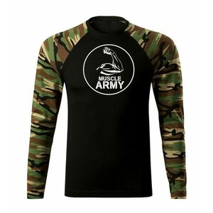 DRAGOWA Fit-T tričko s dlouhým rukávem muscle army biceps, woodland 160g / m2 - S obraz