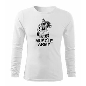 DRAGOWA Fit-T tričko s dlouhým rukávem muscle army man, bílá 160g / m2 - S obraz