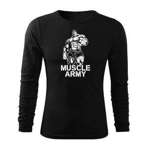 DRAGOWA Fit-T tričko s dlouhým rukávem muscle army man, černá 160g / m2 - S obraz