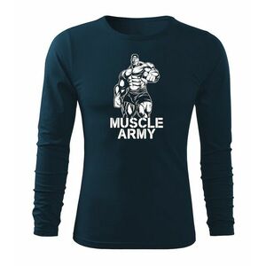 DRAGOWA Fit-T tričko s dlouhým rukávem muscle army man, tmavě modrá 160g / m2 - S obraz