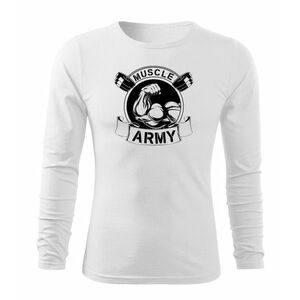 DRAGOWA Fit-T tričko s dlouhým rukávem muscle army original, bílá 160g / m2 - S obraz